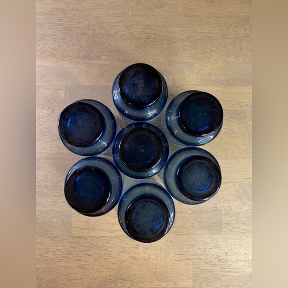 VTG Lot 7 Mary Gregory 6 Smoke Blue Painted Fishing Boy‎ & Girl Drinking Glasses - Picture 6 of 10